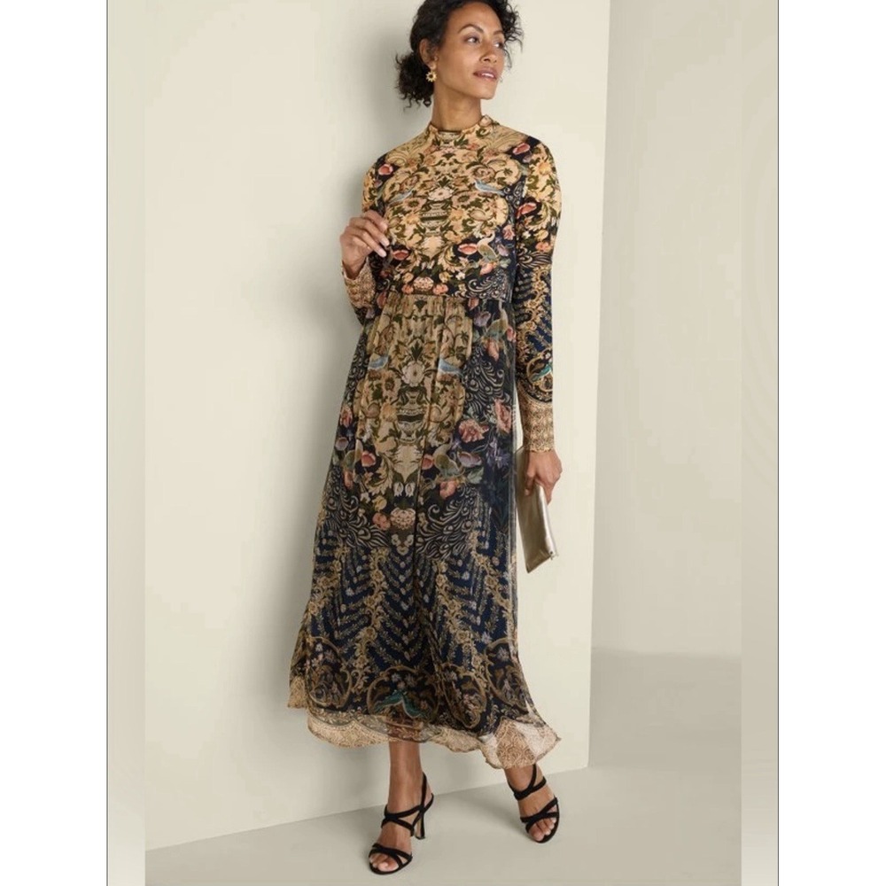 Soft Surroundings Kalista Maxi Dress Icon Scarf MP Dark Academia Flowy Boho Luxe
